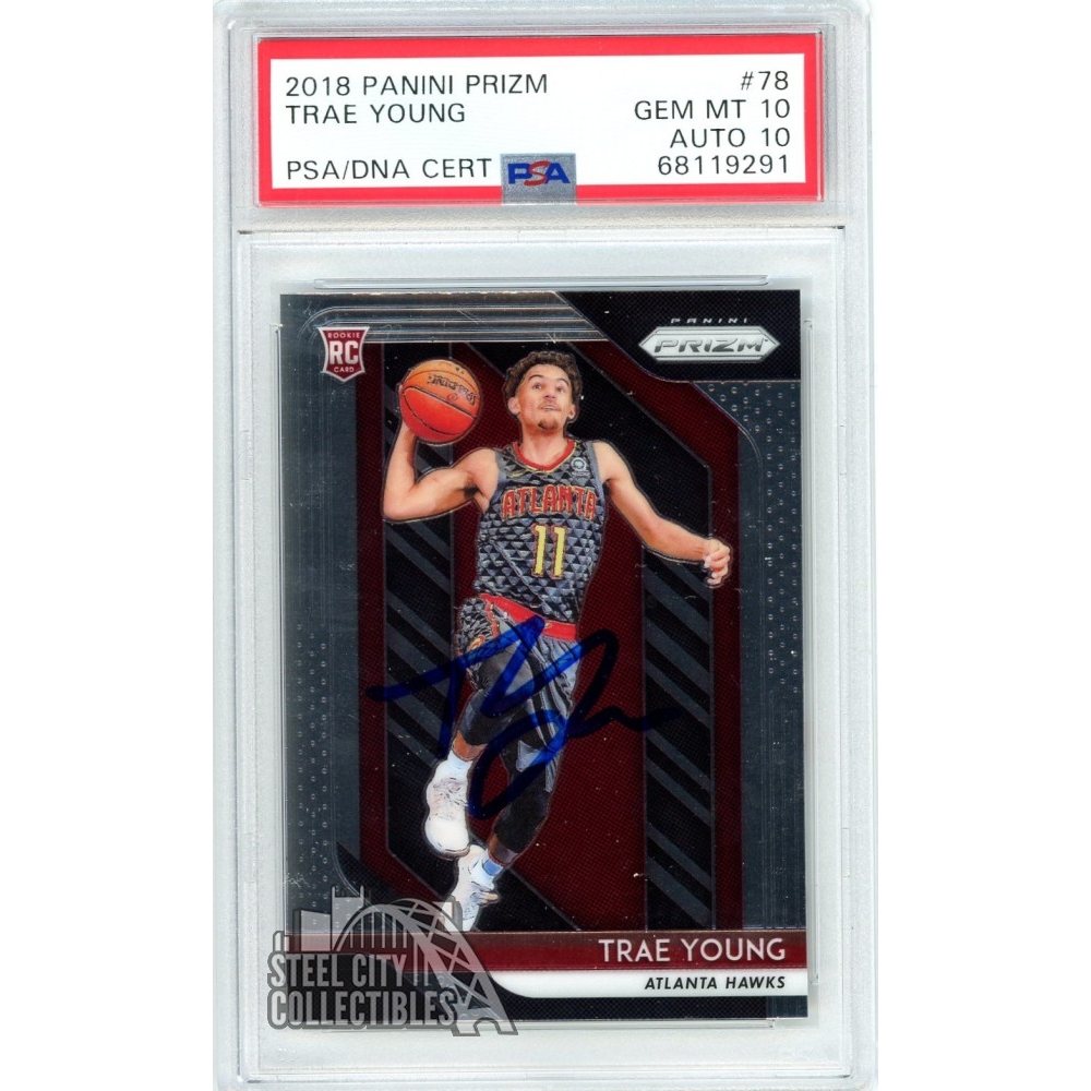 Trae Young 2018-19 Panini Prizm Autograph Rookie Card #78 PSA 10