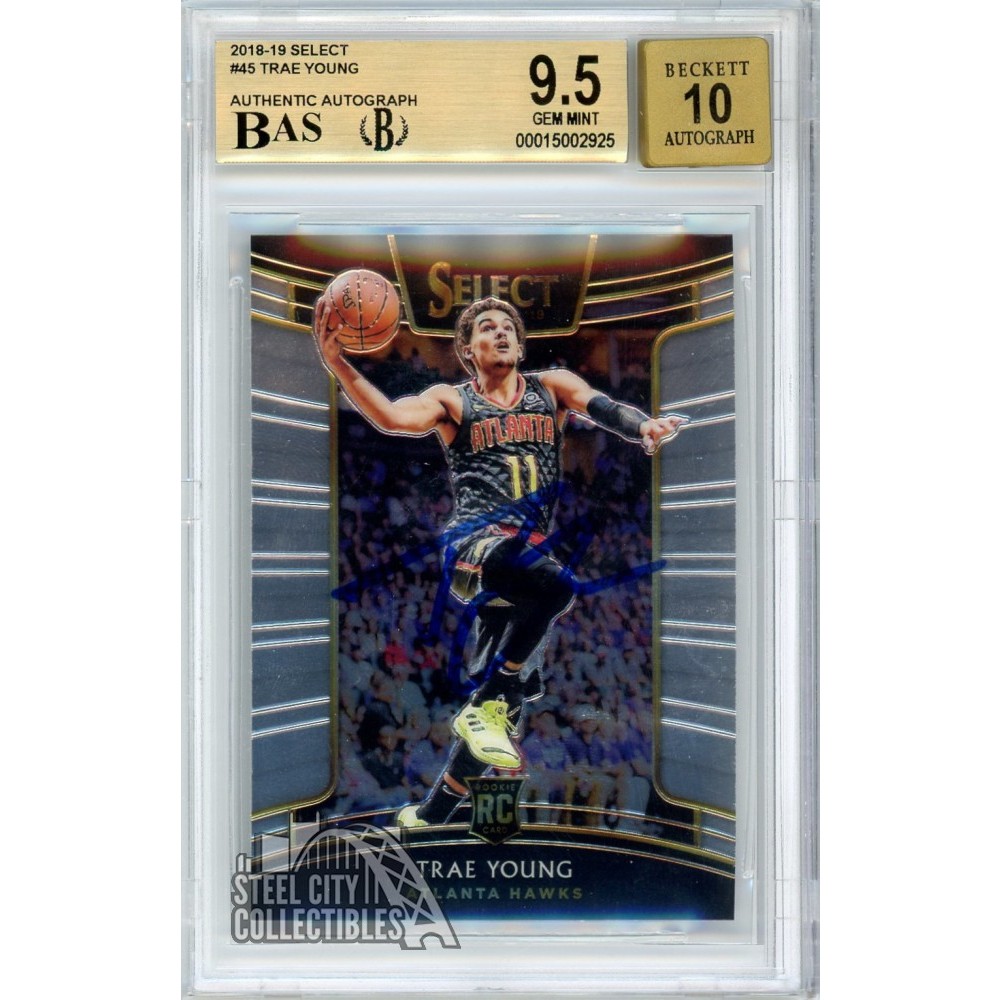 Trae Young 2018-19 Panini Select Autograph Rookie Card #45 BGS 9.5