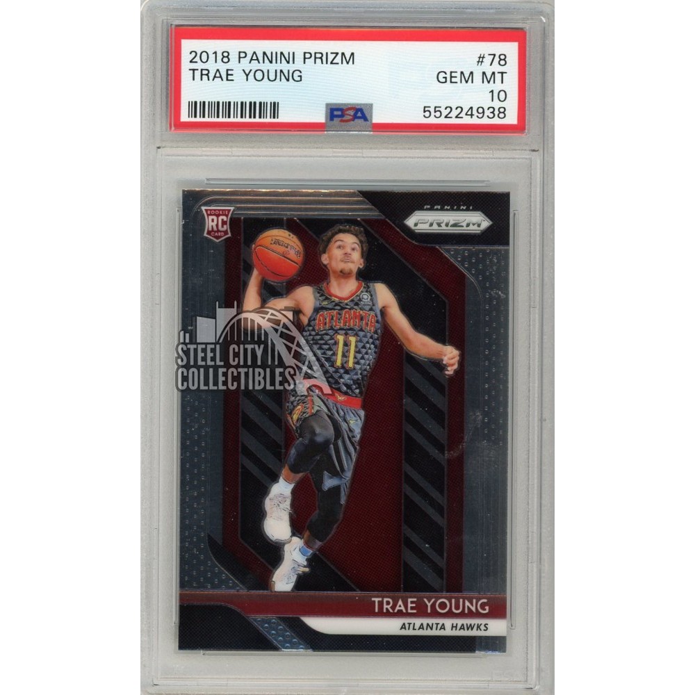 2018-19 Prizm Trae Young outlet Red White Blue Prizm Rookie RC #78 PSA 10 GEM MT Hawks