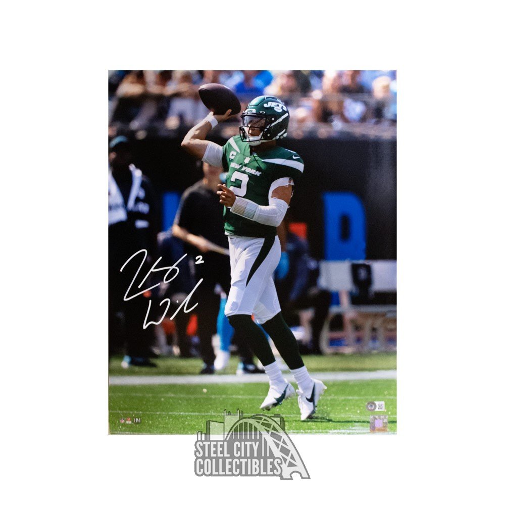 Zach Wilson Autographed New York Jets Green Full Size Replica