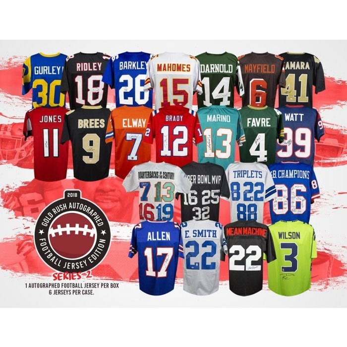 2018 Gold Rush Autographed Football Jersey Edition Series 2 6 Box Case