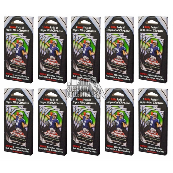 2015 Topps Chrome Mini Football Hanger 10Box Lot Steel City Collectibles