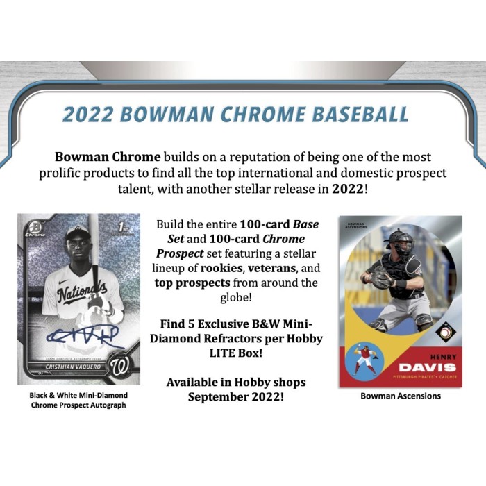 2022 Bowman Chrome Baseball Lite Box Steel City Collectibles