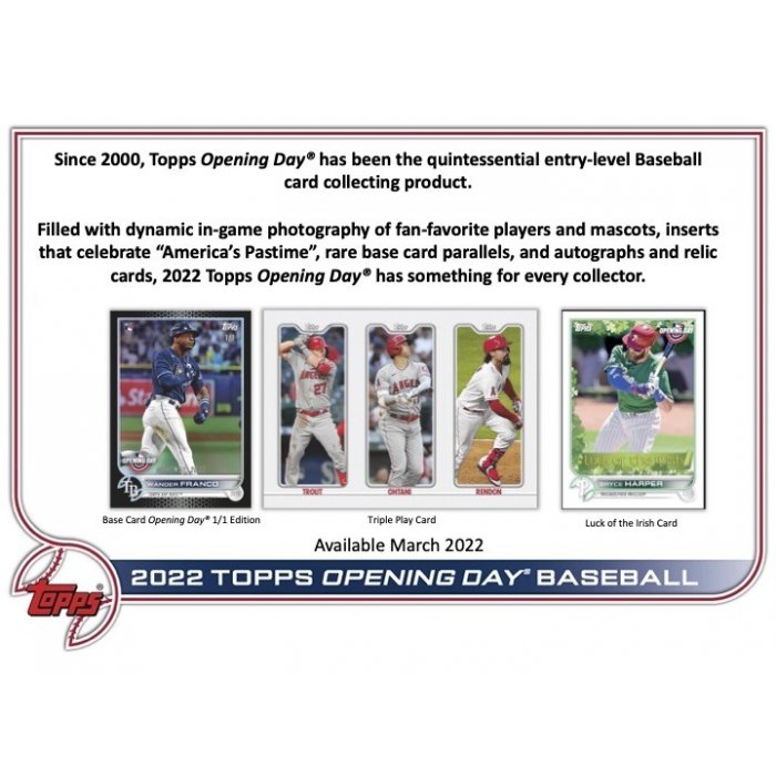 2022 Topps Opening Day Baseball 22 Pack Blaster 40Box Case Steel