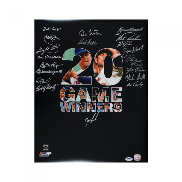 20 Game Winners Autographed 16x20 Photo (19 Signatures) PSA/DNA LOA