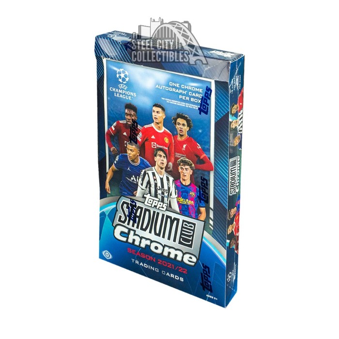202122 Topps UEFA Champions League Stadium Club Chrome Soccer Hobby Box Steel City Collectibles