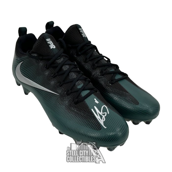 AJ Brown Autographed Nike VPR Green and Black Cleats - BAS | Steel City ...