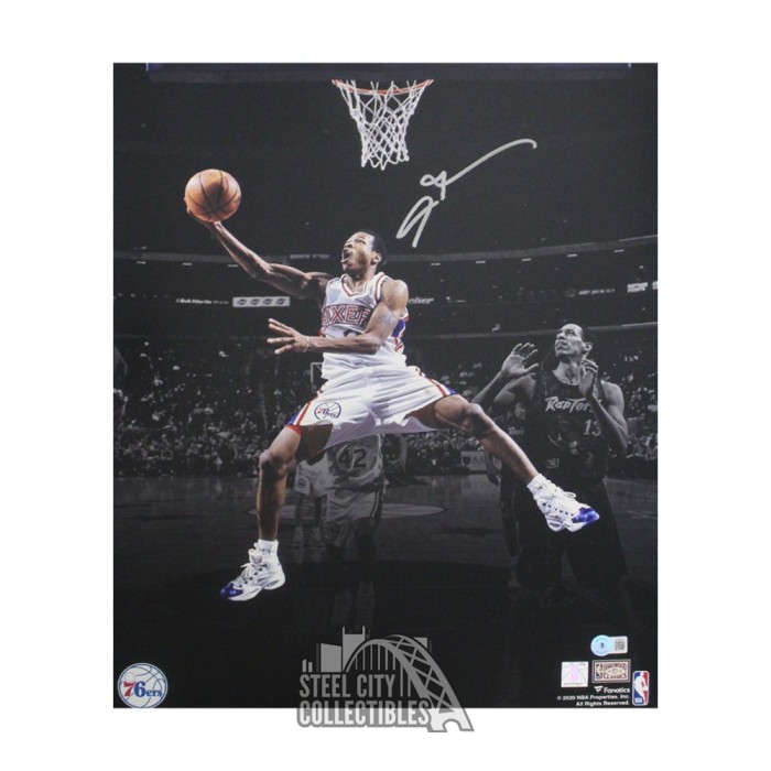 Allen Iverson Autographed Philadelphia Custom Black Basketball Jersey - BAS (Colored Shoulders)