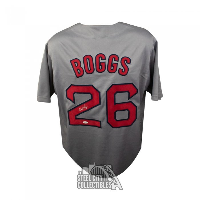 Wade Boggs Autographed Boston Grey Pro Style Baseball Jersey (JSA)