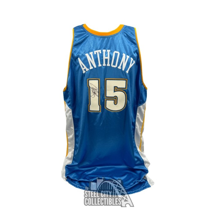 Carmelo Anthony Autographed Game Used 2004-05 Denver Blue Basketball Jersey  - BAS LOA | Steel City Collectibles