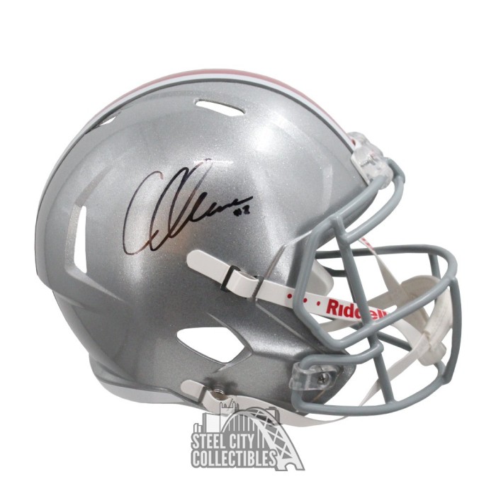 Autographed/Signed Chris Olave Ohio State White College Football