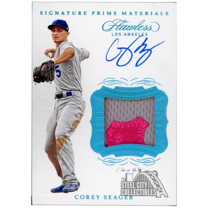 Corey Seager 2020 Panini Flawless Prime Materials Autograph Patch Card ...