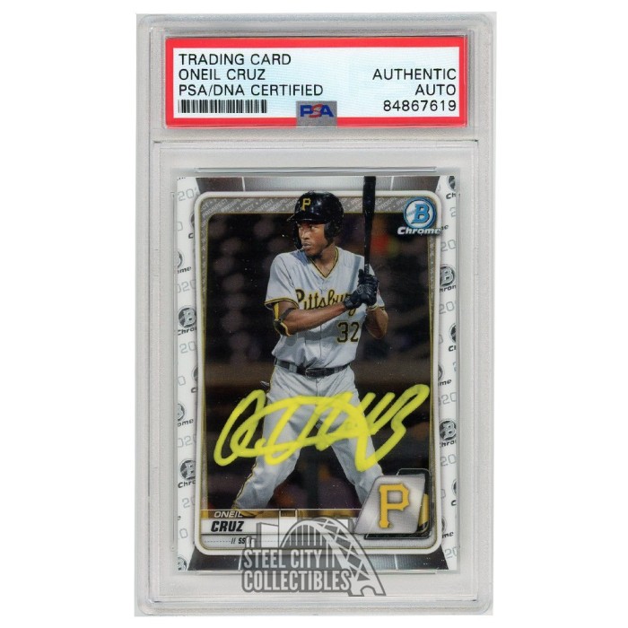 Oneil Cruz 2020 Bowman Draft Chrome Autograph Card #BD-65 PSA/DNA (Yellow)