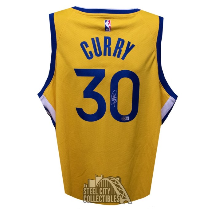 Golden State Warriors Stephen Curry Autographed Yellow Nike Swingman Jersey  Size 48 Beckett BAS QR Stock #215827 - Mill Creek Sports