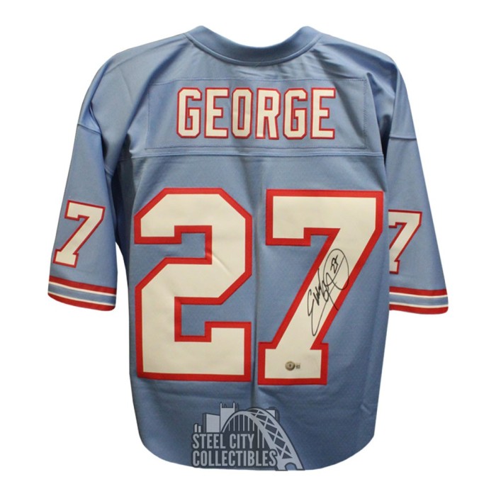 Eddie George White Houston Oilers Autographed Mitchell & Ness