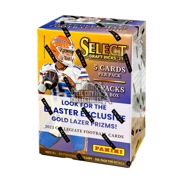 2023 Panini Select Draft Picks Football 6Pack Blaster Box (Gold Lazer Prizms) Steel City