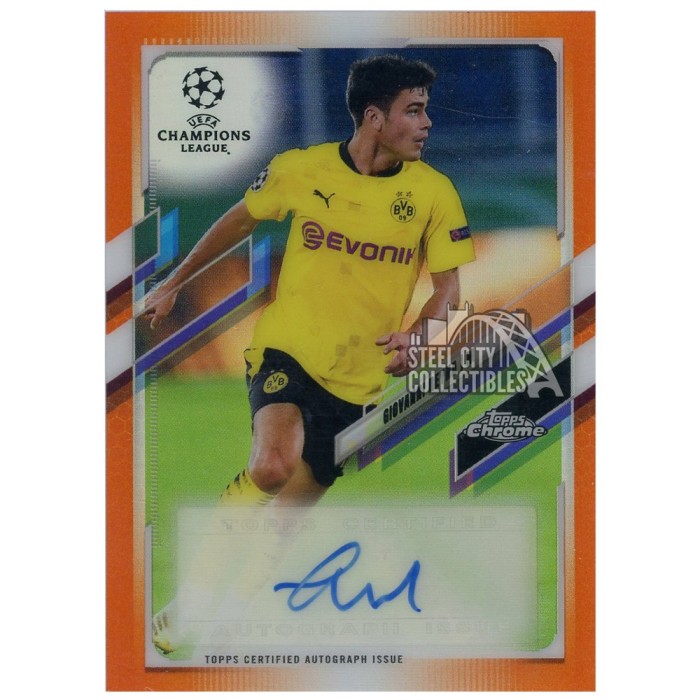 Giovanni Reyna 2020-21 Topps Chrome UEFA Champions League Orange Autograph  Card #CA-GRE 14/25