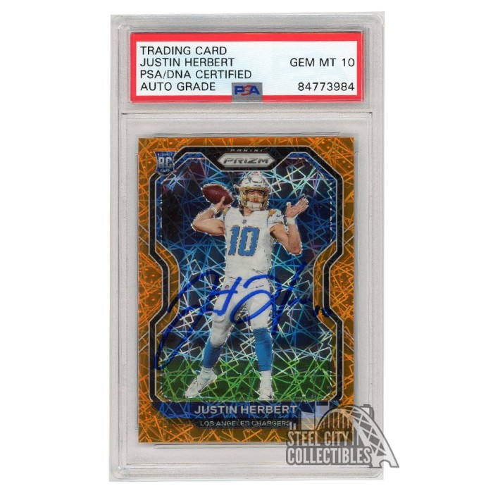 Justin Herbert Autographed 2020 Panini Mosaic Reactive Orange