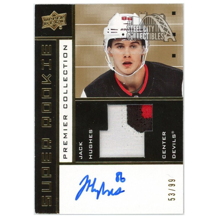 Jack Hughes 2019-20 Upper Deck Premier Super Rookie Patch Autograph ...