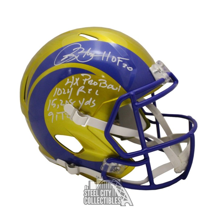 Isaac Bruce Autographed St Louis Color Rush Mini Football Helmet