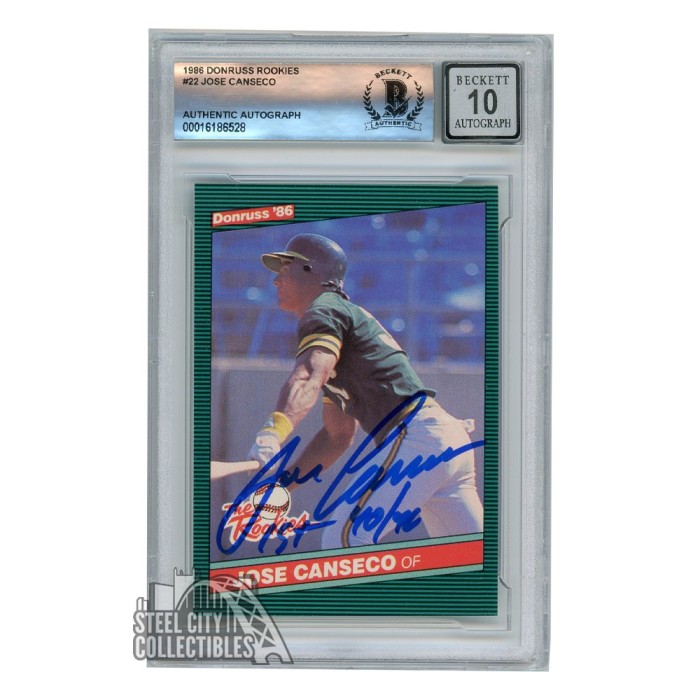 Jose Canseco Autographed 1986 Donruss The Rookies Rookie Card #22