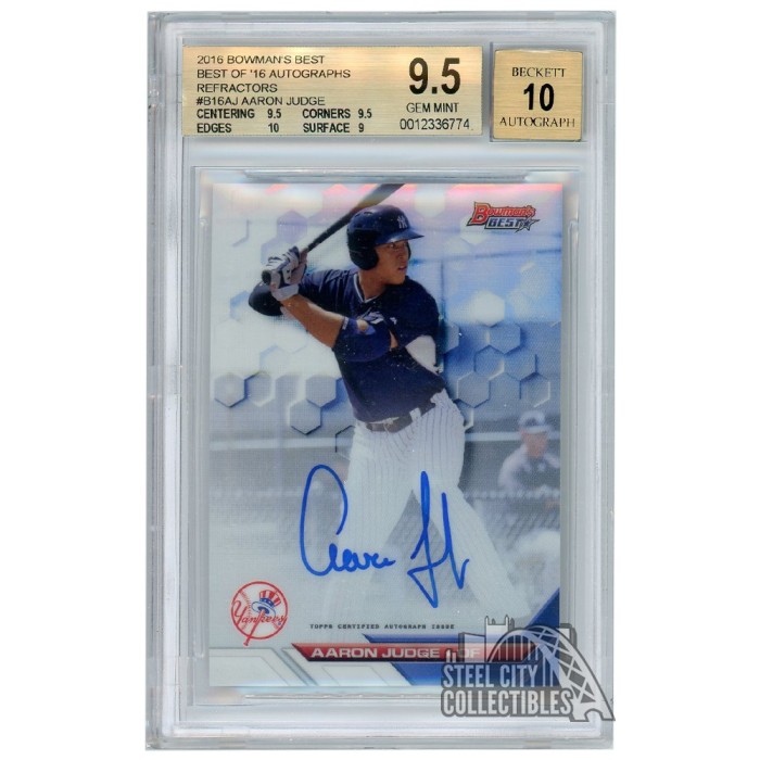 Aaron Judge Rookie Card 2016 Bowman's Best Top Prospects Refractor #TP28  BGS 9.5