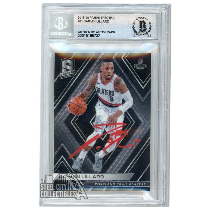 Damian Lillard 2017-18 Panini Spectra Autograph Card #61 BAS 10 (Red ...