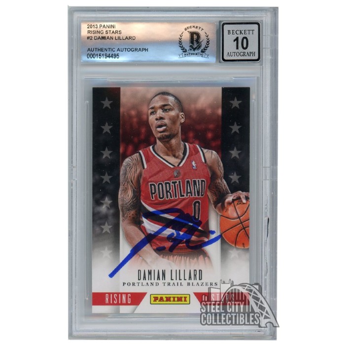 Damian Lillard 2013 Panini Rising Stars Autograph Card #2 BAS 10 ...