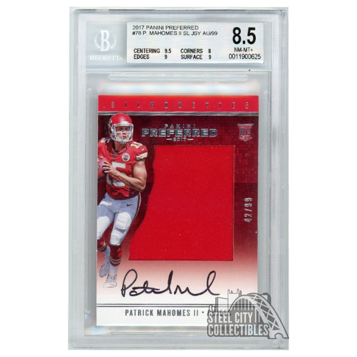 Lot Detail - 2017 Panini Preferred #78 Patrick Mahomes Signed Jersey Rookie  Card (#02/99) - PSA NM-MT 8