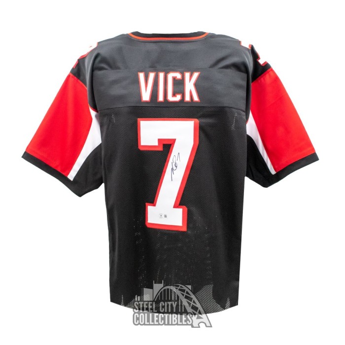 Michael Vick Atlanta Falcons Autographed Framed Reebok Red Jersey Shadowbox