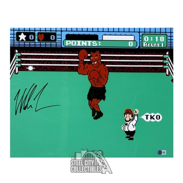 Mike Tyson Autographed 16x20 Tysons Punch Out Photo Bas Steel City