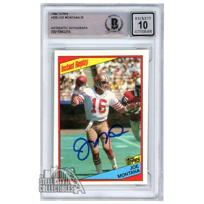 1984 Topps #359 Instant Replay Joe Montana Auto SF 49ers BAS Autograph 10