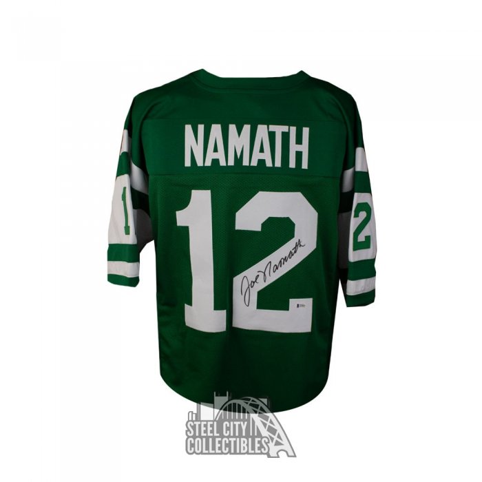 New York Jets Joe Namath Autographed Green Jersey Beckett BAS