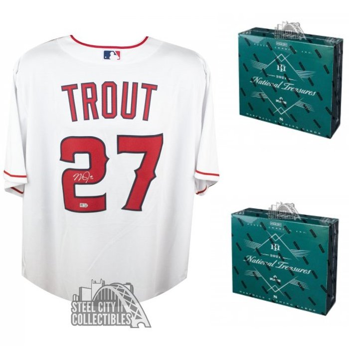 2021 Panini National Treasures Baseball Hobby 2-Box Random Serial Number  Group Break - Prize - Mike Trout Red LA Angels Autographed Jersey #1 -  CHRIS