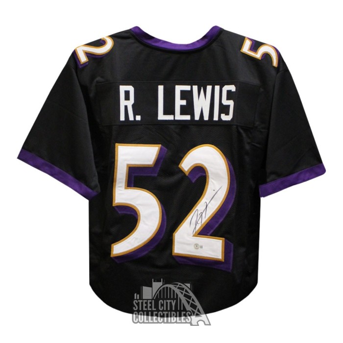 Ray Lewis Signed Baltimore Purple Custom Double-Suede Framed football — RSA