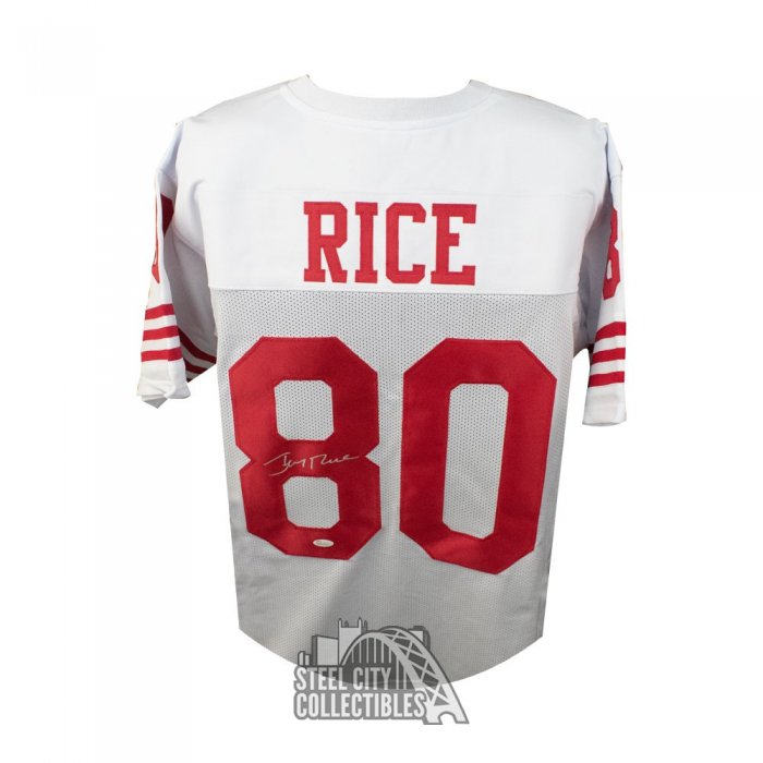 JERRY RICE 49ERS SIGNED CAREER AWARDS CUSTOM EMBROIDERED JERSEY PSA COA  U78710