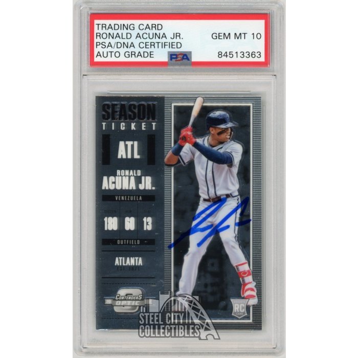 Ronald Acuna Jr 2018 Panini Contenders Optic Season Ticket Auto RC #4 ...