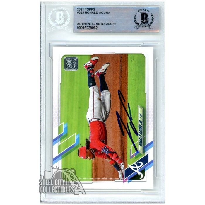 Ronald Acuna Jr 2021 Topps Autograph Baseball Card #263 BAS | Steel ...