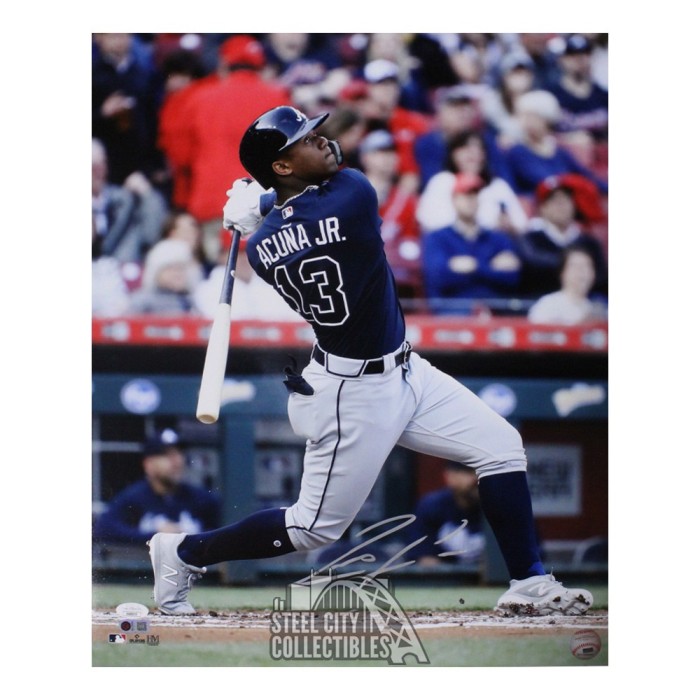 Ronald Acuna Signed Braves Blue Baseball Jersey JSA ITP – Sports