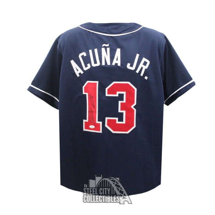 Ronald Acuna Autographed Atlanta Custom Red Baseball Jersey - JSA COA