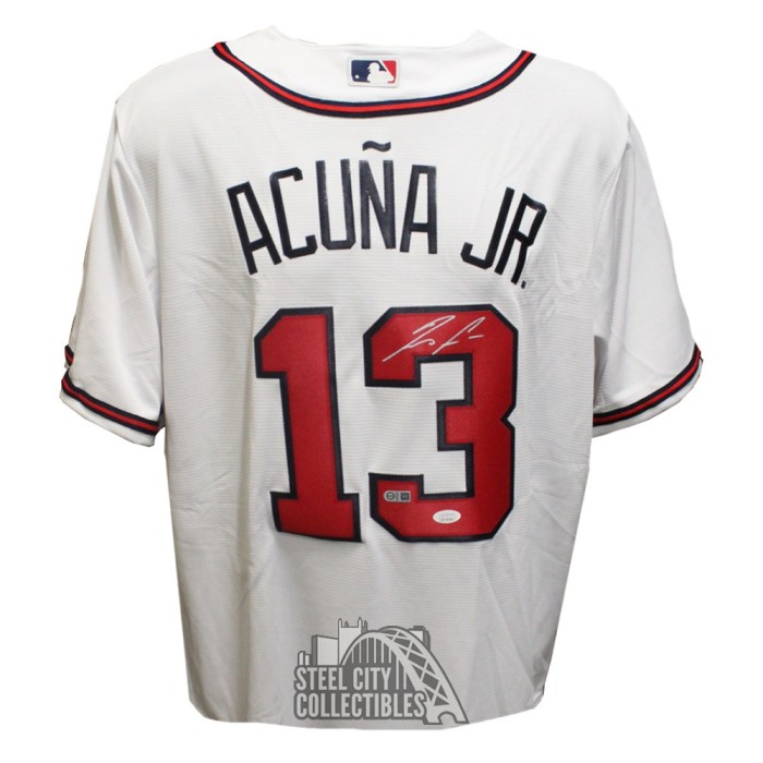 Ronald Acuna Jr Autographed Atlanta Custom Navy Baseball Jersey - JSA  (Black Ink)