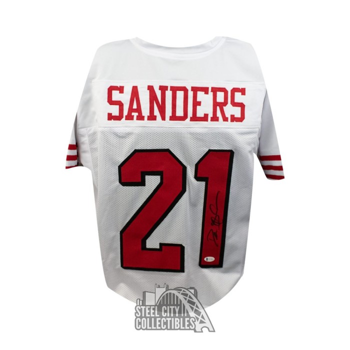 Deion Sanders Autographed San Francisco Custom Red Football Jersey - BAS