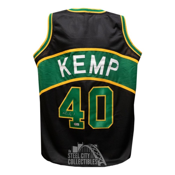 Shawn Kemp Autographed Seattle (Green #40) Custom Jersey – Beckett