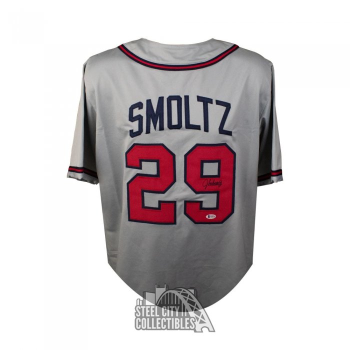 Atlanta Braves John Smoltz Autographed Pro Style Grey Jersey BAS