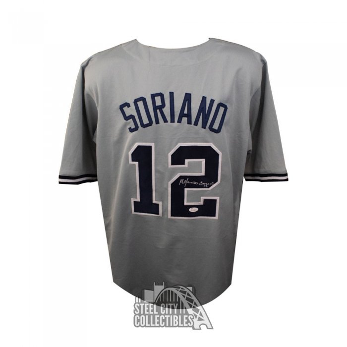 Alfonso Soriano Autographed New York Custom Gray Baseball Jersey - JSA COA  (B)