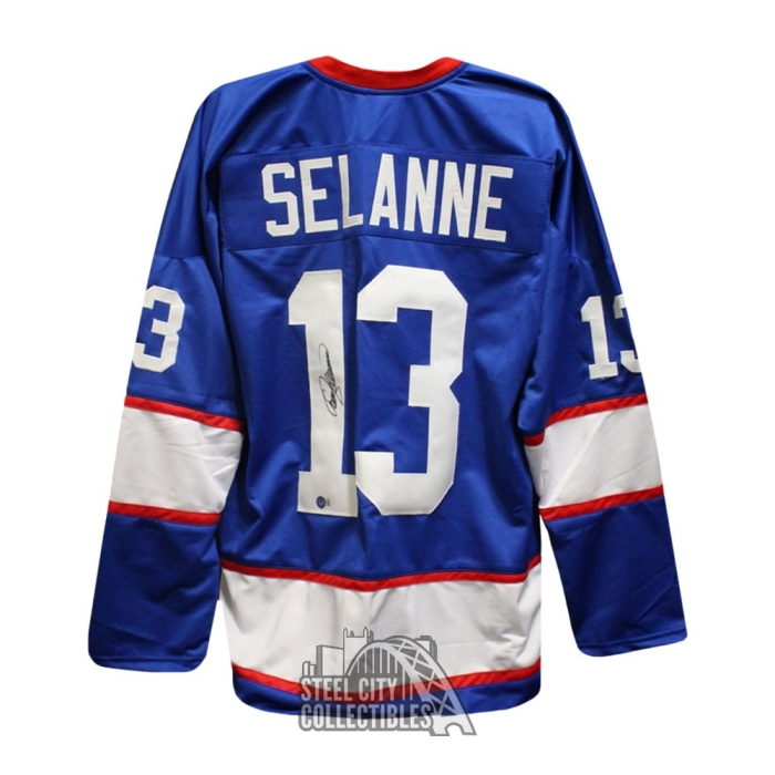 Teemu Selanne Autographed Anaheim Custom Purple Hockey Jersey - BAS
