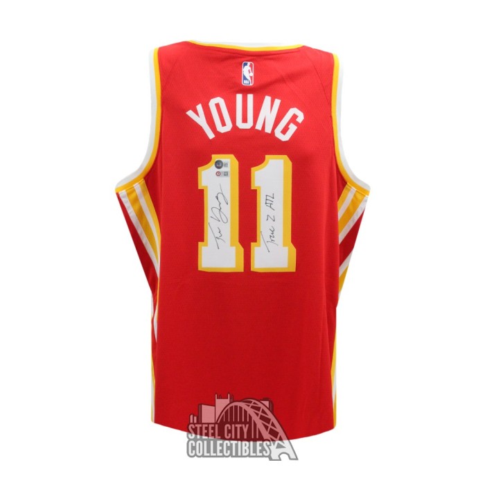 Trae Young Autographed Atlanta Black Swingman Basketball Jersey - BAS