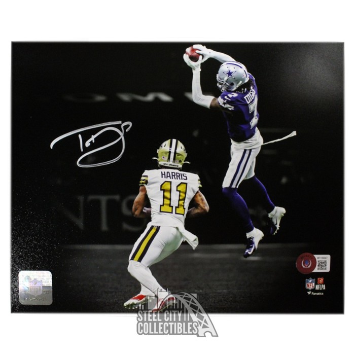 Framed Autographed/Signed Trevon Diggs 33x42 Dallas White Football