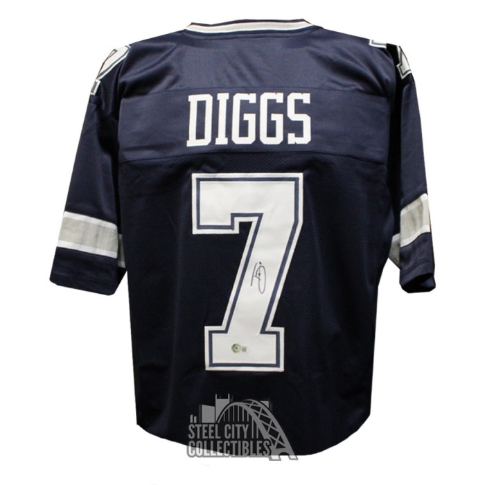 Trevon Diggs Autographed Dallas Custom Navy Football Jersey - BAS