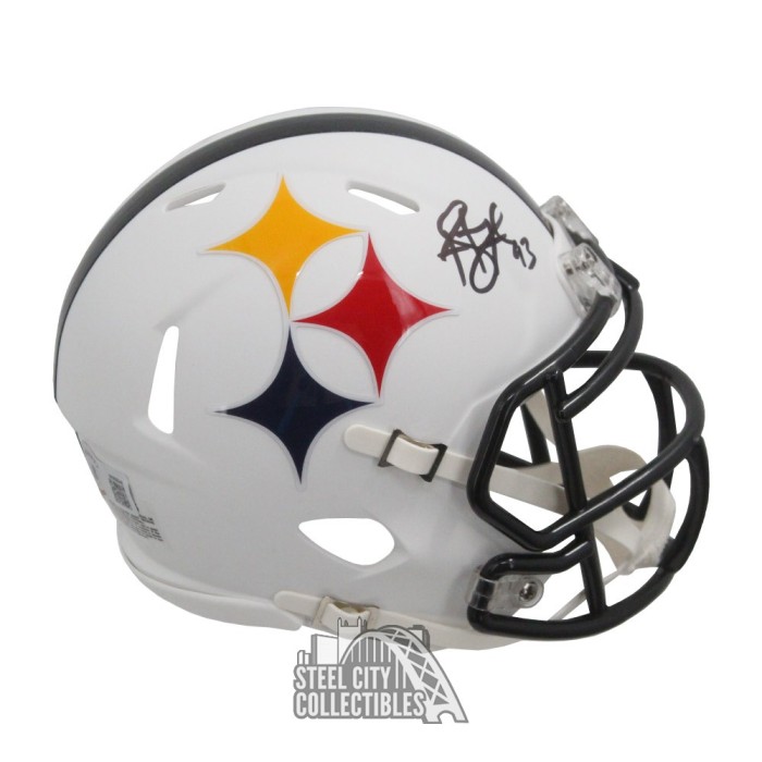 Troy Polamalu Autographed Pittsburgh Camo Speed Mini Football Helmet - BAS